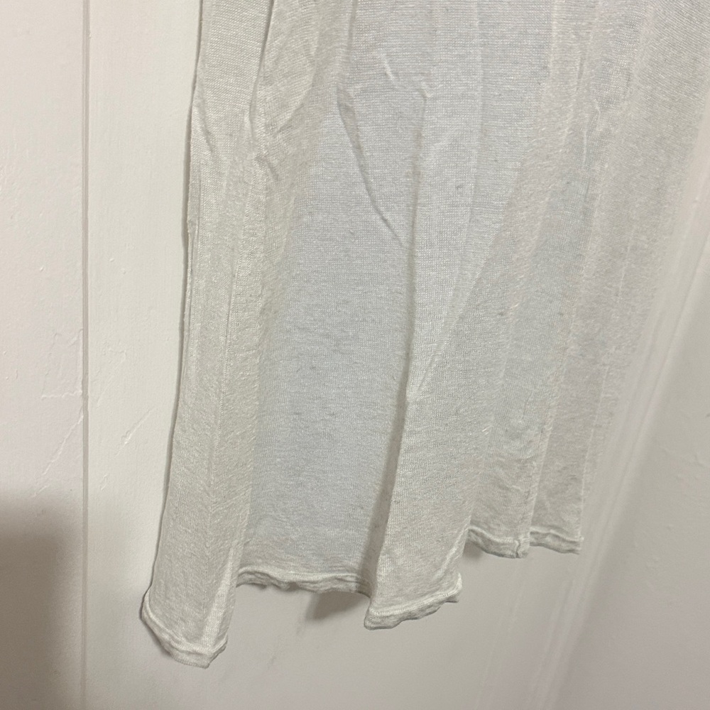 Eileen Fisher Tri-Blend Cream-Gray V-Neck Short Sleeve Top - Picture 6 of 15
